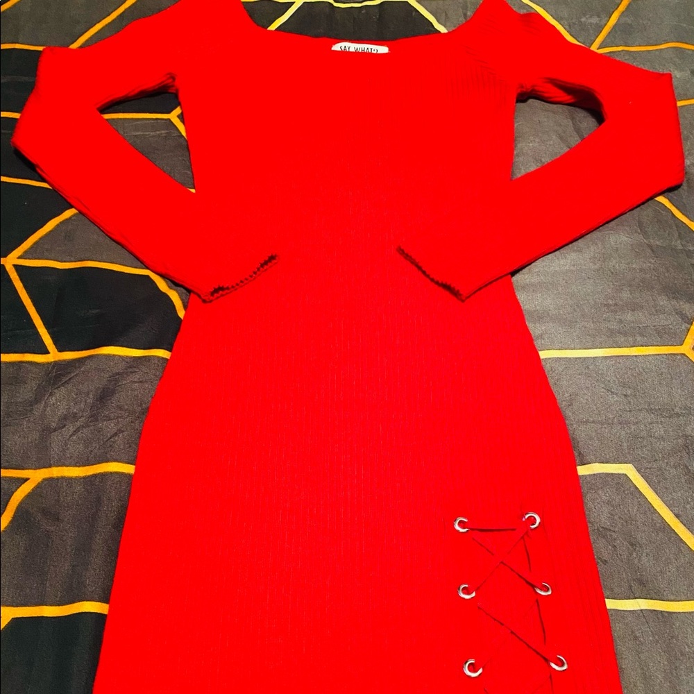 Red Say What? Bodycon Dress